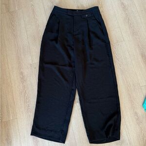 Black High-Waist Dress Pants with Wide-Leg Fit